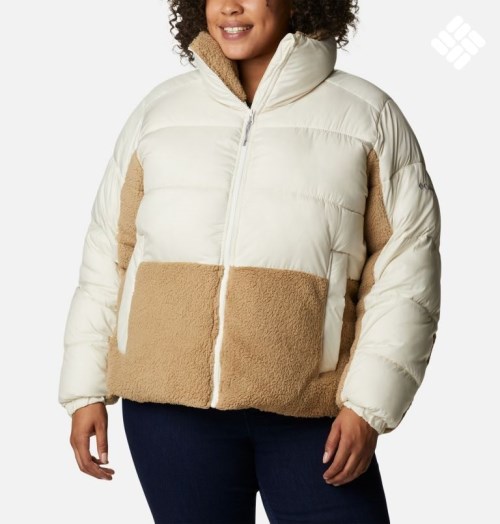 Jacheta Columbia Leadbetter Point Sherpa Hibrid Dama Albi Maro | Plus Size VM7Q9MASZ